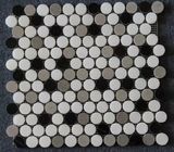 Telhas de assoalho cinzentas do mosaico da moeda de um centavo preta branca, telhas de mosaico de pedra do tijolo dos vários testes padrões