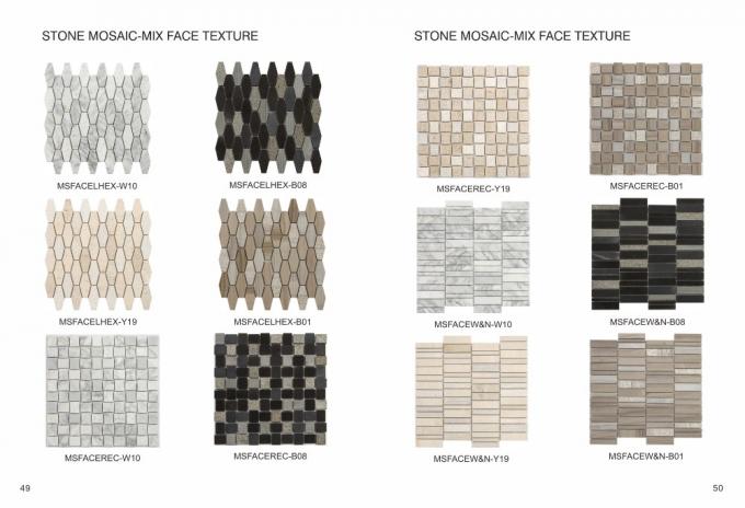 Misture o mosaico de mármore artificial do hexágono longo de mármore branco de carrara da cara