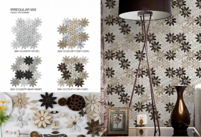 Misture o mosaico de mármore artificial do hexágono longo de mármore branco de carrara da cara
