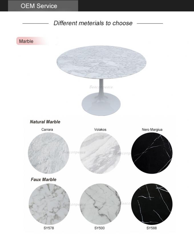 Mesa de jantar superior de mármore branca com base do metal para a sala de visitas
